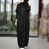 Women's Sweatshirt Dress 2022 Stylish Hoodies Long Sleeve Maxi Dress Female Casual Solid Hooded Vestidos