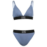 Letter Embroidery Black Basic Bra And Brief Sets Sexy Women Intimates Underwear Summer Camis Lingerie Low Waisted