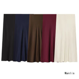 Fongt New Fashion Temperament Silk Hyssy Texture Simple Straight Fan Flute Skirt 8534855