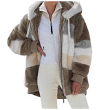 Fongt Hot New Autumn And Winter Loose Plush Multi-Color Hooded Coat Woman