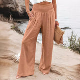 Fongt New Spring Women's Casual Cotton Lint Comfortable Mid-Rise Trousers Women