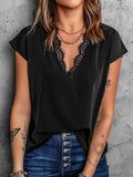 Summer White Lace Blouse Women Casual Shirt Short Sleeve Elegant Tops Fashion Solid Loose 2023 Office Lady T-shirt