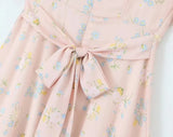 Floral Print Puff Ruffles Sleeve Midi Dress-Outfit