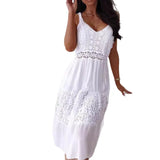 Fongt New Sexy Lace Splicing Sling Beach Dress