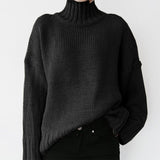 Fongt Autumn And Winter New High Collar Long Sleeve Solid Color Knit Jumper Sweater Women's