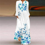 V-neck Long Sleeve Ankle-Length Vintage
