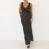 Fongt Summer New Sexy Temperament Lace Splice Wave Dot High Waist Slim Dress