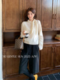Fongt Xixi 2025 New Korean Version Of Elegant Long-Sleeved Wool Bottom Knitted Sweater Top 25386