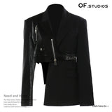 Fongt New Locomotive Feeling Neutral Handsome Irregular Suit Jacket Top Female 1638