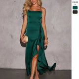Fongt Summer New Style Sexy Temperament Hanging Lotus Leaf Side Open Dress Dress Dress Dress Woman