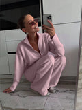 Fongt And Winter New Lazy Windy Open Shirt Sweater Set Women's Comfortable Top + Pants Knitted Two Sets