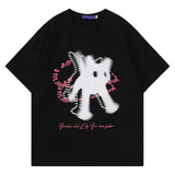 Kitten Print Letter Oversized T-shirt-Outfit