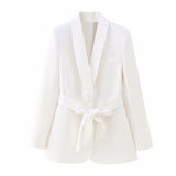 Fongt Women's Dress French Belt Dress Small Suit Jacket + Casual Trousers