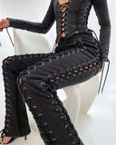 Fall Clothing Tops For Women 2021 Long Sleeve V-Neck Hollow Out Sexy Drawstring Fashion Crop Ladies