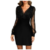 Sleeve Sexy V-Neck Party