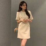 Fongt Chic Thin Tweed Small Short Sleeved Dress Female Summer New Royal Sister Small Sweet Wind Short Skirt-Outfit