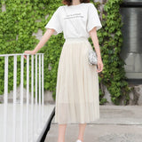 Fongt Yarn Skirt Women's Summer Long A Skirt High Waist 100 Folding Skirt 2025 Thin Soft Hanging Yarn Skirt