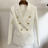 QUALITY Newest 2023 Baroque Designer Blazer Jacket Women's Classic Metal Lion Buttons Double Breasted Slim Fitting