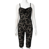 Fongt Women's Spring And Summer Sling Lace Creasant Creasant Clenched Waist Tight Five-Pants