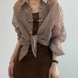 Fongt Year's Popular New Chinese Style Buckle National Style Shirt Women 2025 New Summer Thin Outside The Sunscreen Cardigan Top