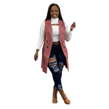 Fongt New Women's Casual Solid Color Cardigan Sleeveless Knitted Vest-Outfit