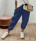 Fongt Women Cotton Trousers Pocket Tight Slacks Women's Pants