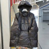 Hooded Light Cotton Jacket Women Irregular Warm Down Cotton Coat Windproof Sleeve Parker Multi Zipper Design