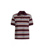 Fongt Retro Sexy Hottie Style Striped Short-Sleeved Polo Collar T-Shirt