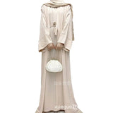 Fongt Robe Skirt Coat Women's Explosive Middle East Turkey Solid Color Big-Size Cardigan 2 Sets