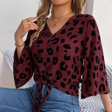 Shooting 2025 Spring And Summer New Leisure Leopard Lace With Chiffon Shirt Women's