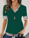 Fongt Elegant Color Print V-Neck Short-Sleeved Top Summer Women's Clothing