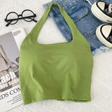 Camisole With Build-in Bras Girls Padded Tank Crop Top Summer Chic Women Soft Stretchy Cami Sleeveless Tees-Outfit