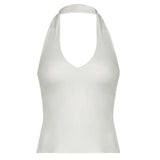 Solid Side Split Tankk Top Women Casual Sleeveless Halter Cropped Tops Korean Style Streetwear Tees Ladies Summer Vintage-Outfit