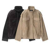 Fongt New Fashion Temperament Women's Suedo Texture Leather Coat 4341770