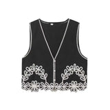 Fongt Station 2025 Summer New Designer Small Embroidered Vest Trousers Two-Piece Set