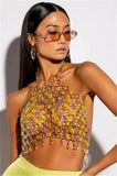 Fongt New Sexy Gem Splicing Open Back Vest