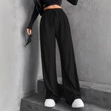 Fongt Hanging Mop High-Waisted Trousers Loose Temperament Straight Women's Niche Design Solid Color Trousers