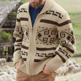 Size 4xl Men Turn Down Collar Zipper Sweater Classic Autumn Winter Male Long Sleeve Knitted Coat Gentleman Retro