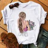 Women Sunflower Girl Printed T