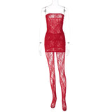 Lace Strapless Backelss Top Matching Lace Leggings Women Off Shoulder See Through Two Piece Sets-Outfit