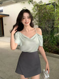 Fongt Xixi 13 Line 2025 Spring New Pearl Pure Color Loose Shirt Long-Sleeved Top Women 89325