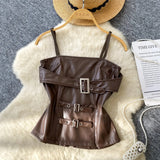 Fongt Sexy Hottie Metal Buckle Sling Sling Small Vest Woman Autumn Bun Bun