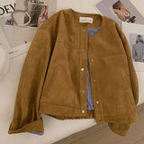 Brown Suede Stripe Lining Jacket-Outfit