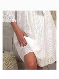 Fongt Lace Dress In Spring 2025 V-Neck Lace Sleeve Dress