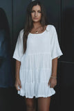 Fongt Direct Selling Sleek Round-Neck Loose Waist Short-Sleeved Dress Banquet