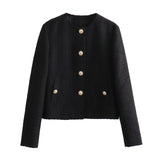 Fongt Women's Clothing Texture Autumn Round Collar Short Jacket Jacket In Autumn Winter 2025