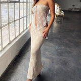 Fongt Women's New 2025 Summer Lace Dress Spliced Bras Summer Decoration Sexy Suit Dress