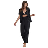 Fongt Female Spring And Summer Short-Sleeved Cardigan Home Clothing Three Sets Outside Wear-Outfit
