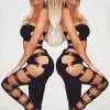 Hollow Sheer Long Elastic Band High Waist