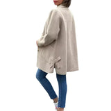 Fongt Autumn And Winter New Women's Collar Solid Color Casual Bow Hair Coat Women's Clothing